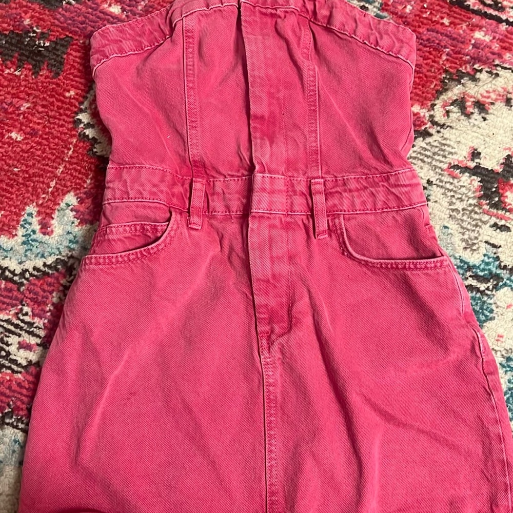 Red demin romper zara